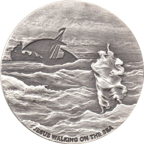 Niue 2 Dollars 2020 - Jesus geht auf dem Wasser - 2 oz Silber Antik Finish