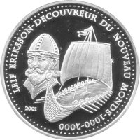 Benin 1.000 Francs 2001 - Leif Ericson - Silber PP