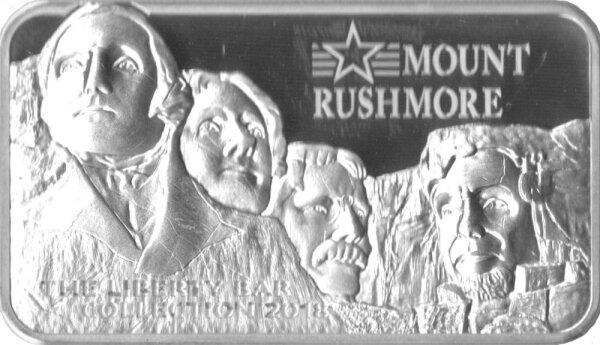Cook Islands 10 Dollars 2018 - Liberty Bar "Mount Rushmore" - 2 oz Silber