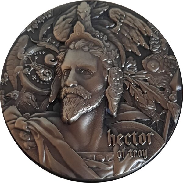 Niue 5 Dollars 2020 - Hektor von Troja - 2 oz Silber High Relief Antik Finish