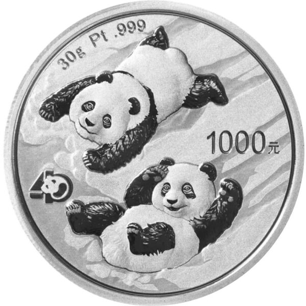 China Panda 2022 30 Gramm Platin - 40 Jahre Jubiläum