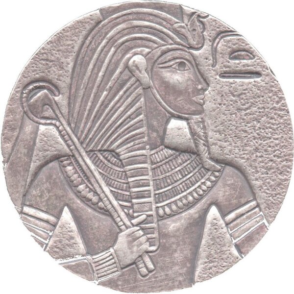 Tschad 3.000 Francs 2016 - Ägyptische Reliquien "King Tut" - 5 oz Silber Antik Finish