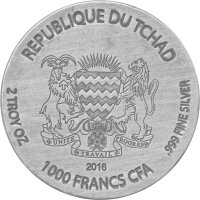 Tschad 1.000 Francs 2016 - Ägyptische Reliquien "Horus" - 2 oz Silber Antik Finish