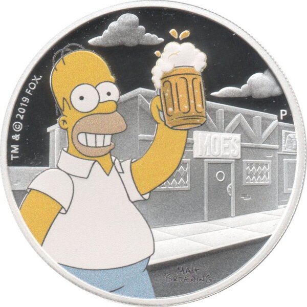 Tuvalu 1 Dollar 2019 - The Simpsons "Homer Simpson" - 1 oz Silber PP teilcoloriert