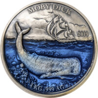 Benin Moby Dick 2019 1000 Gramm Silber - Antik Finish...