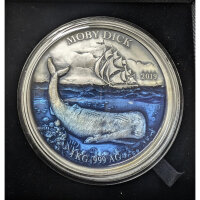 Benin Moby Dick 2019 1000 Gramm Silber - Antik Finish & Glas-Emaille-Technik