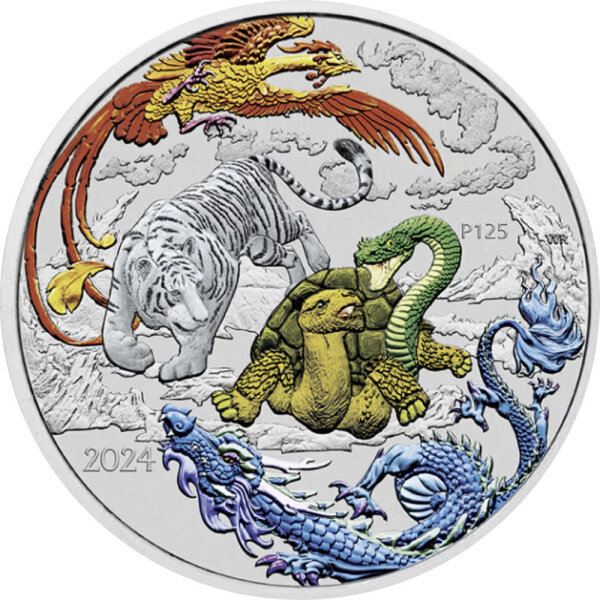 Australien Chinese Myths & Legends 2024 Four Guardians 1 oz Silber | Coloriert I