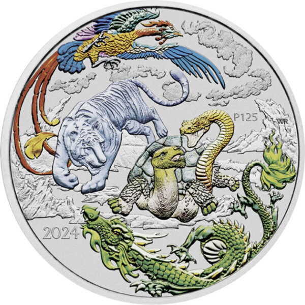 Australien Chinese Myths & Legends 2024 Four Guardians 1 oz Silber | Coloriert II