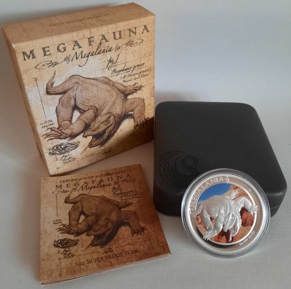 Australien 1 Dollar 2014 - Megalania - 1 oz Silber PP teilcoloriert