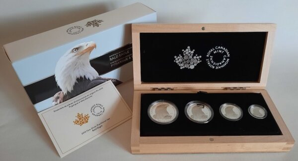 Kanada Weißkopfseeadler 2015 Proof Set - 1 oz - 1/2 oz - 1/4 oz - 1/10 oz Silber