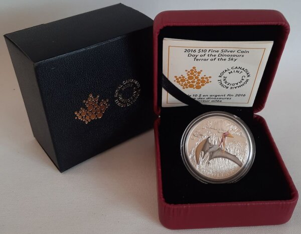 Kanada 10 Dollars 2016 - Tag der Dinosaurier "Schrecken der Lüfte" - Silber PP teilcoloriert
