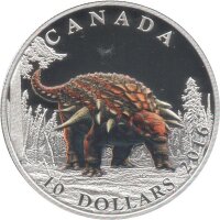 Kanada 10 Dollars 2016 - Tag der Dinosaurier "Der gerüstete Panzer" - Silber PP teilcoloriert