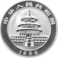 China Panda 10 Yuan 1996 - 1 oz Silber - Originalbox und Folie