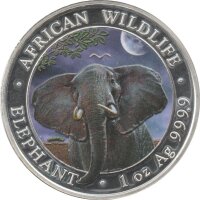 Somalia Elefant 2021 "Day and Night Edition" 2x 1 oz Silber teilcoloriert