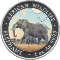 Somalia Elefant 2022 "Day and Night Edition" 2x 1 oz Silber teilcoloriert