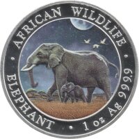 Somalia Elefant 2022 "Day and Night Edition" 2x 1 oz Silber teilcoloriert