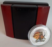 Tuvalu Remarkable Reptils Rüschenhals-Eidechse 2013 1 oz Silber - PP teilcoloriert