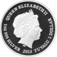 Tuvalu Remarkable Reptils Rüschenhals-Eidechse 2013 1 oz Silber - PP teilcoloriert
