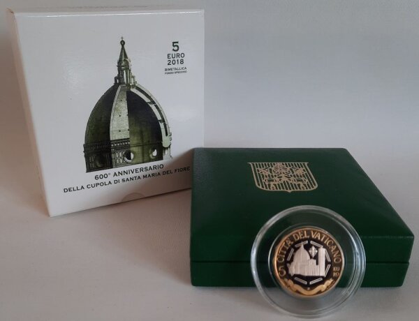 Vatikan 5 Euro 2018 - Kuppel von Santa Maria del Fiore - BiMetall PP