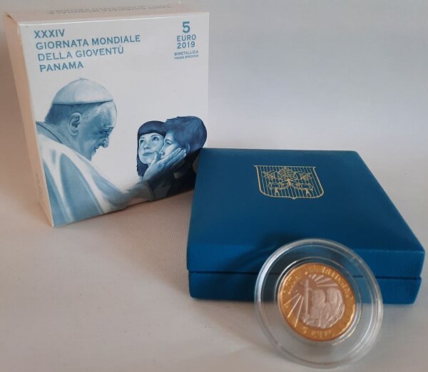 Vatikan 5 Euro 2019 - 34. Weltjugendtag in Panama - BiMetall PP