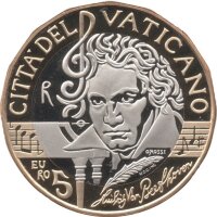Vatikan 5 Euro 2020 - 250. Geburtstag von Ludwig van Beethoven - BiMetall PP