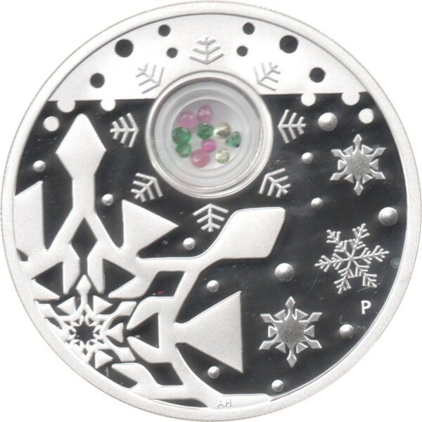 Australien 1 Dollar 2012 - Christmas Locket Coin - 1 oz Silber PP mit Halbedelsteinen