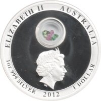 Australien 1 Dollar 2012 - Christmas Locket Coin - 1 oz Silber PP mit Halbedelsteinen