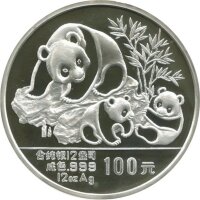 China Panda 100 Yuan 1989 12 oz Silber PP - Originalbox...