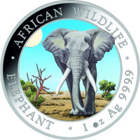 Somalia Elefant 2025 "Day and Night Edition" 2 x 1 oz Silber teilcoloriert
