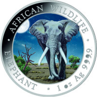 Somalia Elefant 2025 "Day and Night Edition" 2 x 1 oz Silber teilcoloriert