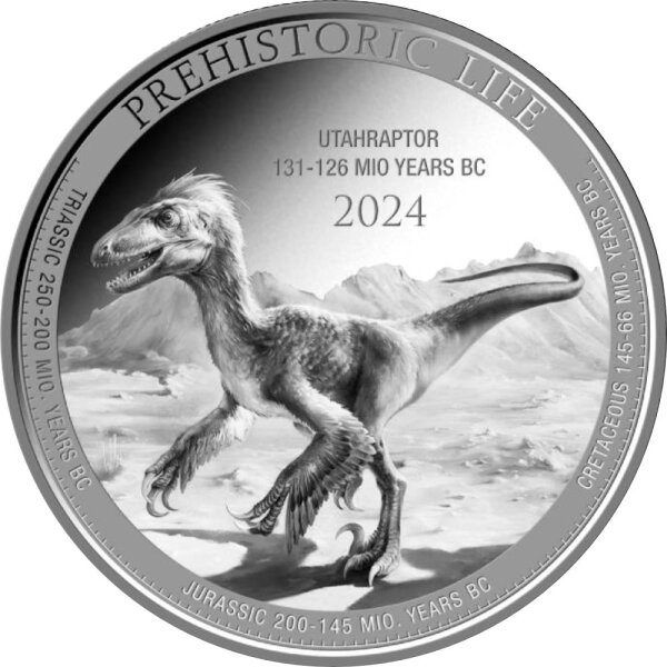 Kongo Prehistoric Life II 3. Ausgabe 2024 Utahraptor 1 oz Silber