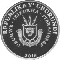 Burundi 50 Francs 2018 - Nilpferd - 1 oz Silber PP