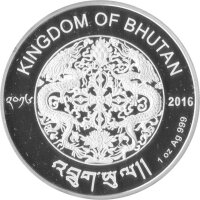 Bhutan 50 Ngultrum 2016 - 375 Jahre Kloster Tashichho Dzong - 1 oz Silber PP