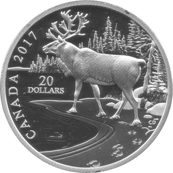 Kanada 20 Dollars 2017 - Waldkaribu - Silber PP