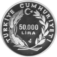 Türkei 50.000 Lira 1994 - XV. Fußball WM 1994 in USA - Silber PP