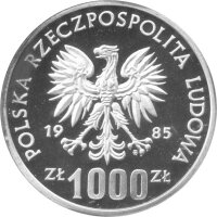 Polen 1.000 Zlotych 1985 PROBE - Eichhörnchen - Silber PP