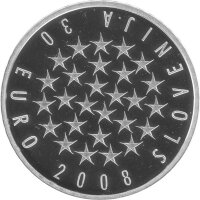 Slowenien 30 Euro 2008 - EU-Ratspräsidentschaft - Silber PP