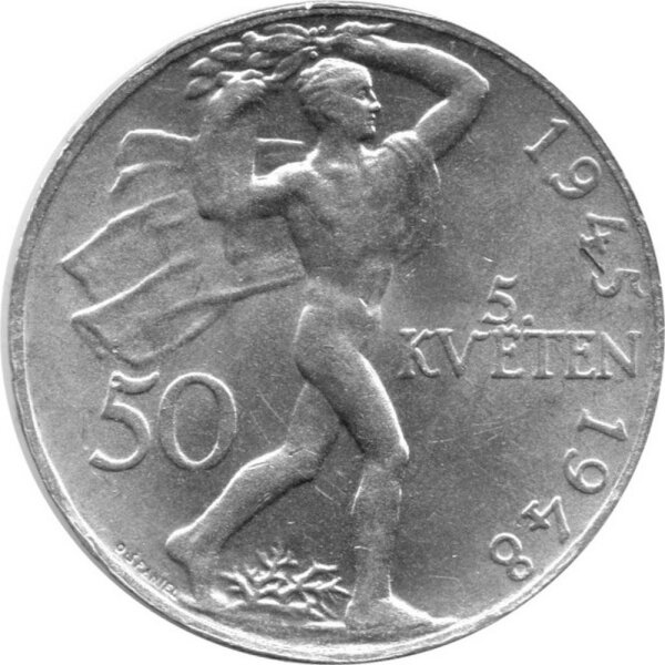 Tschechoslowakei 50 Kronen 1948 - 3. Jahrestag des Prager Aufstandes - Silber