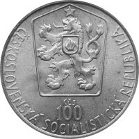 Tschechoslowakei 100 Kronen 1985 - Eishockey-Meisterschaften - Silber