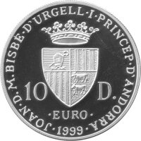 Andorra 10 Diners 1999 - 50 Jahre Europarat - Silber PP
