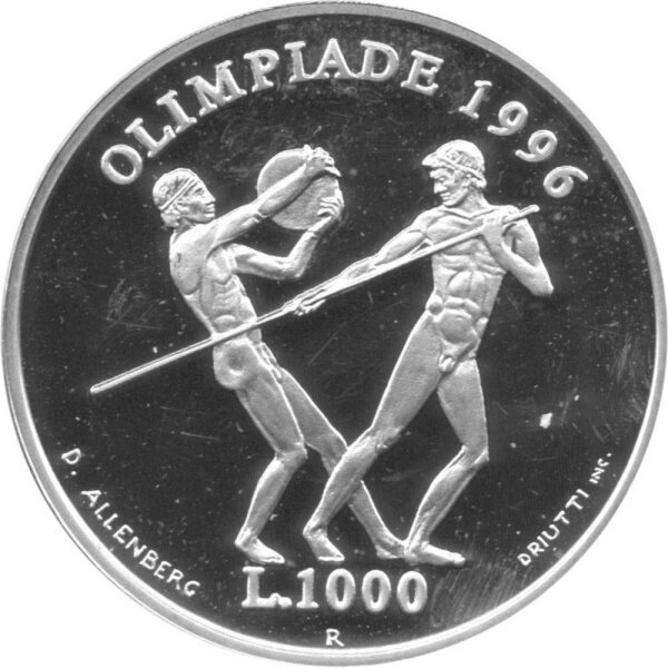 San Marino 1.000 Lire 1995 - XXVI. Olympische Sommerspiele 1996 in Atlanta - Silber PP