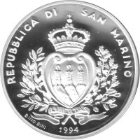 San Marino 500 Lire 1994 - XV. Fußball WM 1994 in den USA - Silber PP