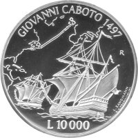 San Marino 10.000 Lire 1997 - Giovanni Caboto - Silber PP