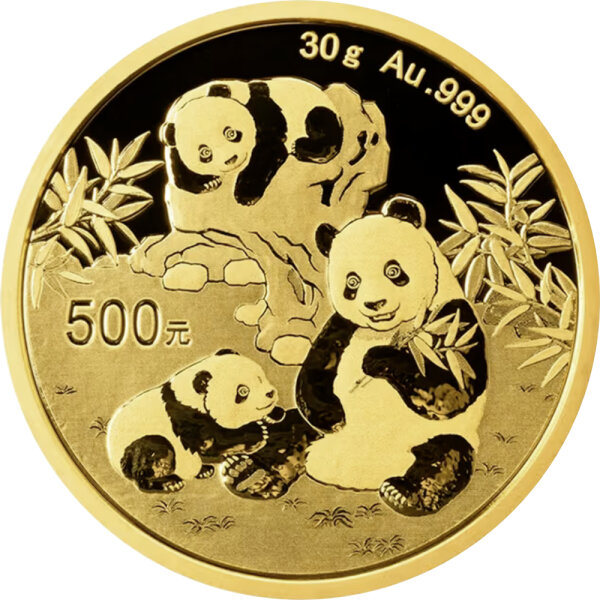 China Panda 2025 30 Gramm Gold - Original-Folie