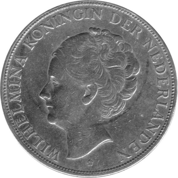 Niederlande 2,5 Gulden 1929 - Königin Wilhelmina - Silber