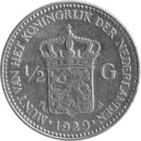 Niederlande 0,5 Gulden 1929 - Königin Wilhelmina - Silber