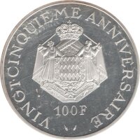 Monaco 100 Francs 1974 - 25. Regierungsjubiläum von Fürst Rainier III. - Silber
