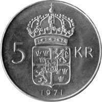 Schweden 5 Kronen 1971 - Gustav VI. Adolf - Silber