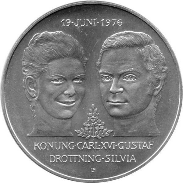 Schweden 50 Kronen 1976 - Königliche Hochzeit - Silber