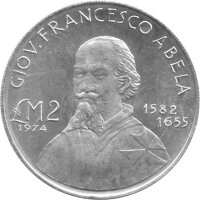 Malta 2 Lira 1974 - Francesco Abela - Silber